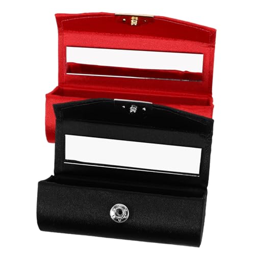 DECORNIJIA 2stücke Lippenstift-Organizer-Tasche Tragbar Mit Spiegel Make-up-Kosmetik-aufbewahrungshalter Reisekosmetiktasche Lippenstiftbox Für Damen Rot von DECORNIJIA