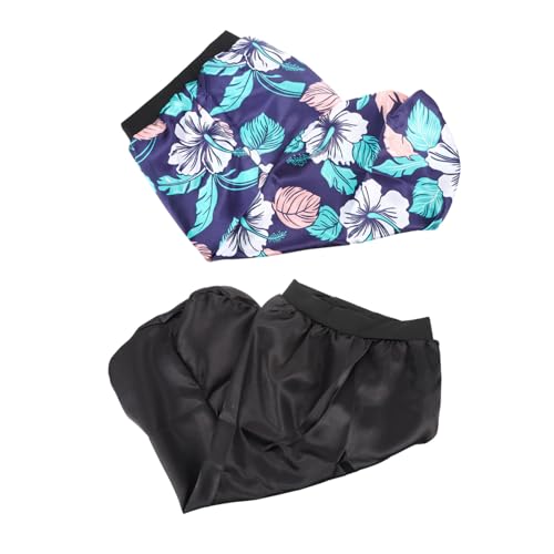 DECORNIJIA 2stücke Satin Schlafhaube Mit Gummizug Lange Haube Für Damen Schützend Für Lockiges Oder Frizzy Haar Blattmuster Für Gesunden Haarschutz Nacht von DECORNIJIA