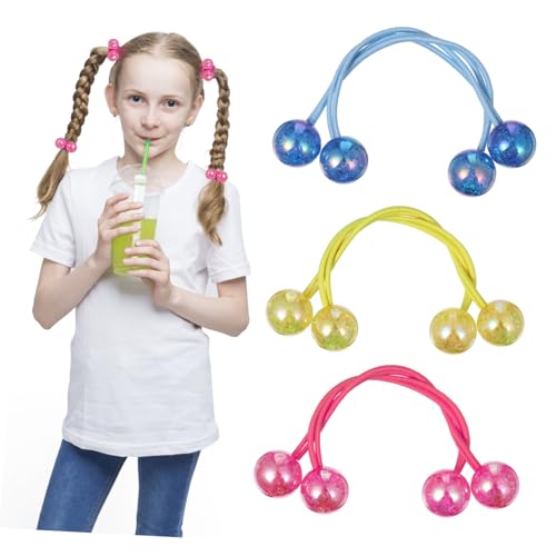 DECORNIJIA 3 Paare Acryl Perlen Haargummis mit Kristalldekor Elastische Haarbänder für Frauen und Mädchen Haltbar Dehnbar Farblich Sortiert als Ponytail Bands und Zufällige Zufällige Farbe von DECORNIJIA