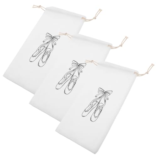 DECORNIJIA 3 Stück Ballettschuhtasche Kordelzug Beutel Leicht Praktisch Aufbewahrungstasche Für Damen Ballettschuhe Tanzschuhe Reise Schuhsäcke Baumwolle von DECORNIJIA