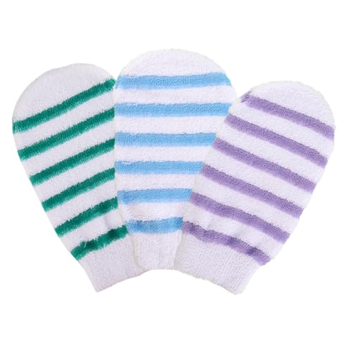 DECORNIJIA 3 Stück Duschhandschuhe Peeling handschuh aus Langlebigem Material Doppelseitige Hautfreundliche Badeschrubber für Gründliche Körperreinigung bei Frauen und Zufällige Farbe von DECORNIJIA