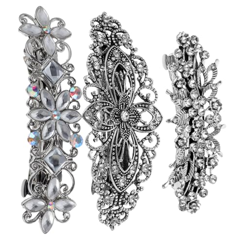 DECORNIJIA 3 Stück Haarklammern mit Strasssteinen Vintage Haarspangen für Frauen und Mädchen Modische Friseurzubehör für Hochzeit Geburtstag Abschlussfeier Komfortabel und Langlebig von DECORNIJIA