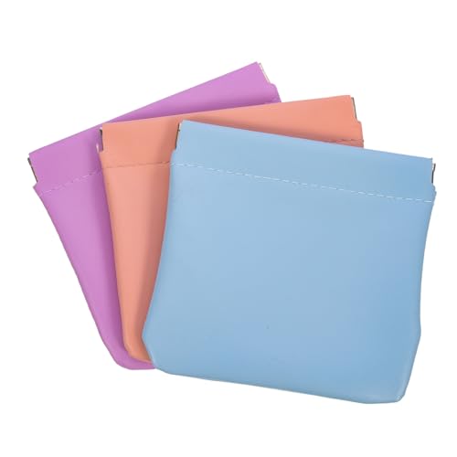 DECORNIJIA 3 Stück Kleine Kosmetiktaschen PU Leder Selbstschließend Kompakt Leicht für Geldbörse Reise Make Up Aufbewahrung Organizer für Lippenstift Schmuck Münzen Karten von DECORNIJIA