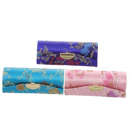DECORNIJIA 3 Stück Lippenstift Hüllen Tragbare Kosmetik Organizer für Handtasche Multifunktionale Lippenpflege Aufbewahrung für Damen Chinesisches Design für Reisen und Festivals von DECORNIJIA