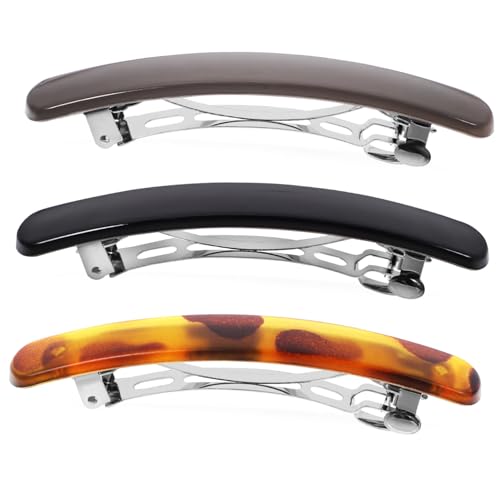 DECORNIJIA 3 Stück Metall Haarklammern für Dünnes Haar Stabile Haarspangen in Leopardenmuster Gelb Glänzendes Kaffee und Schwarz Vielseitige Stylingclips für Frauen von DECORNIJIA