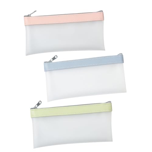 DECORNIJIA 3 Stück Praktische TPU Transparente Stifttaschen mit Reißverschluss Große Kapazität Kompakt für Schule Büro Studenten Farben Hellgrün Kirschblüte Nebelblau von DECORNIJIA