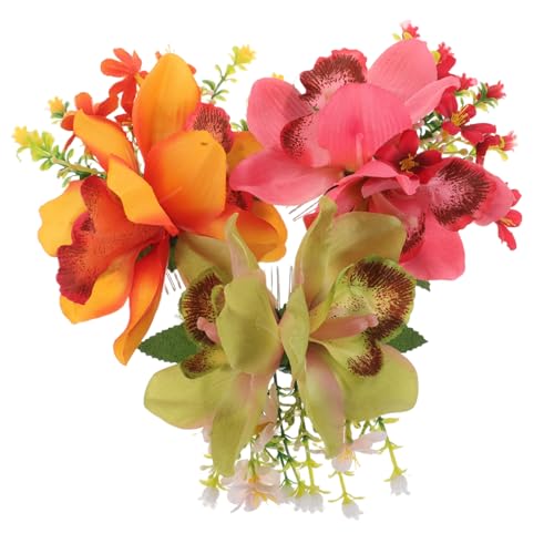 DECORNIJIA 3 Stück Simuliertes Orchideen -Haarzubehör künstliche Orchideenspanne Hawaiian Boho Haarschleife für Mädchen hawaiianischer Kopfschmuck für Frauen Blumenbrötchen Haarkämme Stoff von DECORNIJIA