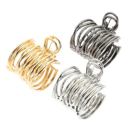 DECORNIJIA 3 Stück Teiliges Haarklammer Damen Robuste Ponytail claw Clips Modische Haarspangen in Gold Silber Schwarz für Dickes Langes Haar Fester Sitz Beim Sport Makeup und Alltag von DECORNIJIA