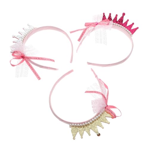 DECORNIJIA 3 Stück Teiliges Haarschmuck Haarreif für Mädchen Design mit Imitationsperlen Modische Haarreifen in Gold Silber und Rot Komfortabel und Festlich für Geburtstage und Feiertage von DECORNIJIA