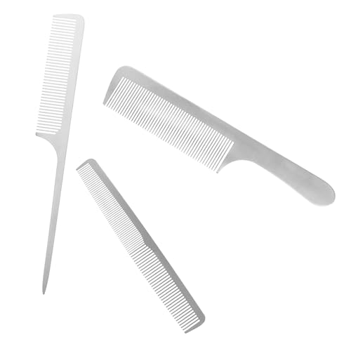 DECORNIJIA 3 Stück Teiliges Haarschneidekamm Edelstahl Feinzahniger Friseurkamm für Herren und Damen Leicht Ergonomisch Geeignet für Salon Lockiges Haar für Styling Färben Haarschnitt von DECORNIJIA