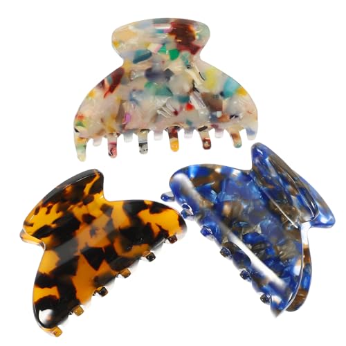 DECORNIJIA 3 Stück Teiliges Kleine Haarklammern für Damen und Mädchen Starke Griffkraft Rutschfest Geeignet für Dickes Feines Lockiges oder Glattes Haar Modische Bunte Krallenspangen von DECORNIJIA