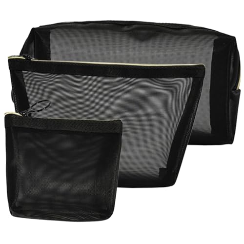 DECORNIJIA 3 Stück Teiliges Mesh Kosmetiktäschchen Transparent Leicht Reißfest Multifunktional Reise Make Up Organizer Kulturbeutel für Mädchen und Frauen Praktisch Tragbar von DECORNIJIA