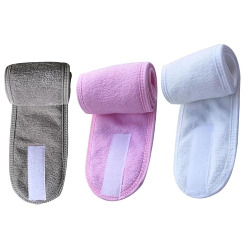 DECORNIJIA 3 Stück Teiliges Mikrofaser Spa stirnband mit Atmungsaktiv und Elastisch zum Waschen Gesichts Make up auftragen Yoga und Sport in Weiß für Damen von DECORNIJIA