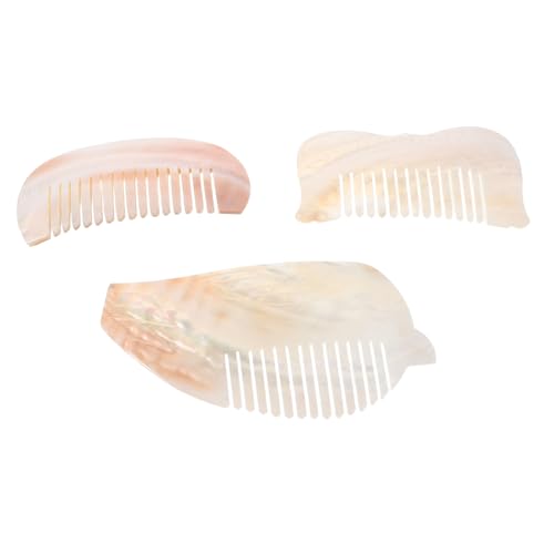 DECORNIJIA 3 Stück Teiliges Natürliche Muschelhaarkämme Feinzahnig Handgefertigt mit Halbkreis Vogel und Fischdesign Kleine Reise Kämme Entwirren Nasses und Trockenes Haar für Frauen Mädchen von DECORNIJIA