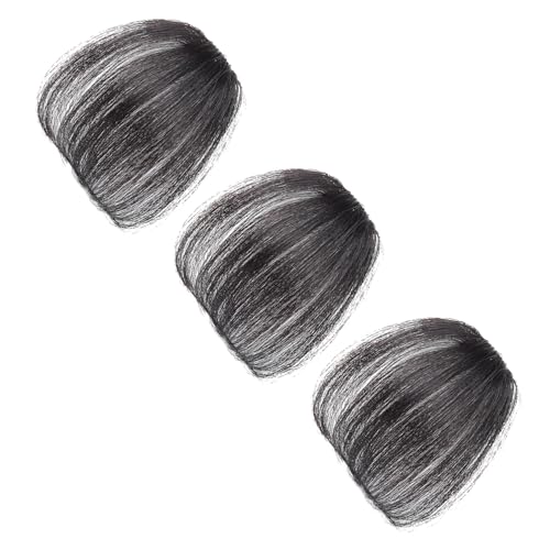 DECORNIJIA 3 Stück Teiliges Natürliche Synthetische Air Bangs Haarverlängerungen Leicht Unsichtbar mit Clip Voluminöses Stirnhaar für Frauen und Mädchen Realistisch und Wiederverwendbar von DECORNIJIA