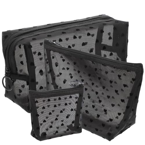 DECORNIJIA 3 Stück Teiliges Reise Kosmetiktaschen Transparentes Netzmaterial Leichte Tragbare Make Up und Hautpflegebeutel mit Reißverschluss für Unterwegs Vielseitige Kulturbeutel für Damen von DECORNIJIA