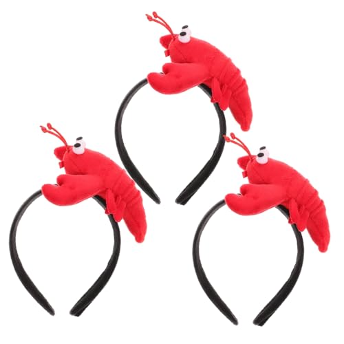 DECORNIJIA 3 Stück Teiliges Rotes Party Haarband mit Lustigem Krabben Design Weiches Plüsch Stirnband Haarschmuck für Geburtstag Fest und Foto Passend für Verschiedene Kopfgrößen und Anlässe von DECORNIJIA