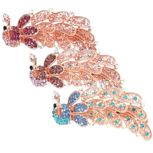 DECORNIJIA 3 Stück Teiliges Strass Damen Metall Haarklammern für Mädchen mit Funkelnden Kristallen Langlebig und Komfortabel Modische Haarschmuck für Hochzeit Party Alltag Bunte Farben von DECORNIJIA
