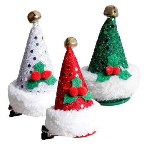 DECORNIJIA 3 Stück Weihnachtliche Haarspangen Haarschmuck Weihnachtsmütze Haarklammern für Mädchen Leicht und Schonend Weihnachtsfest Karneval Party Accessoires von DECORNIJIA