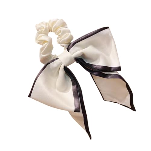 DECORNIJIA 3 Stück Weiße Schleifen Haargummis Haarschmuck für Damen und Mädchen Ponytail Halter für Mittellanges Langes Haar Vielseitige Schleifen Haarbänder für Alltag und Sport von DECORNIJIA