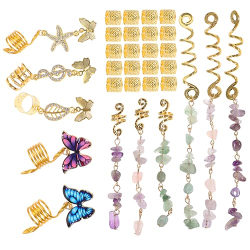 DECORNIJIA 31 Stück Teiliges Dreadlock Haar Schmuck Goldfarbene Haaranhänger für Geflochtene Zöpfe Stilvolle und Bequeme Haar accessoires Geeignet für Damen zur Individuellen von DECORNIJIA