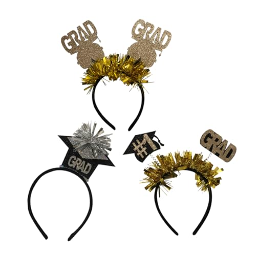 DECORNIJIA 3stücke Abschlusshut Stirnband Abschlussparty Kopfschmuck Mini Haarreif Graduierung Haar Accessoires Festmode Attraktive Frühling Party Zubehör von DECORNIJIA