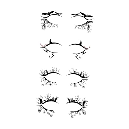 DECORNIJIA 4 Paare Selbstklebende Eyeliner Aufkleber Halloween Horror Augen Make Up Sticker Party Dekoration Schnelle Anwendung für Erwachsene und Anfänger von DECORNIJIA