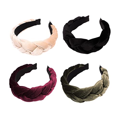 DECORNIJIA 4stücke Breites Für Damen Haarband Mit Spitze in Schwarz Weinrot Grün Beige Für Gesichtwaschen Und Haarschmuck von DECORNIJIA