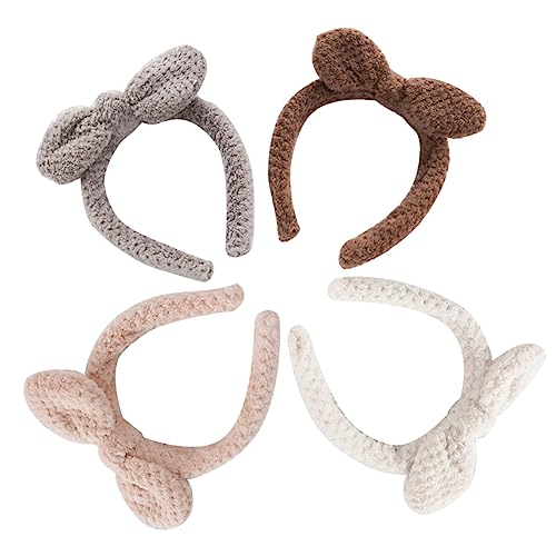 DECORNIJIA 4 Stück Plüsch Haarreifen Weiches Elastisches Haarschmuck mit Niedlichen Ohrendesigns für Mädchen und Frauen Bequemer Strapazierfähiger Geeignet für Alltag und Party von DECORNIJIA
