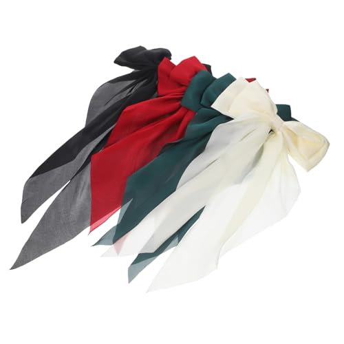 DECORNIJIA 4 Stück Satin Haarschleifen Teilig Große Haarklammern für Frauen und Mädchen Stilvolle Schleifen Haarclips in Schwarz Weinrot Grün Vielseitige Haar Accessoires für Hochzeit Party von DECORNIJIA