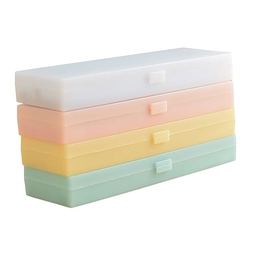 DECORNIJIA 4 Stück Teiliges Durchscheinende Farbige Stifteboxen aus Wasserfestem PP Mittlere Abgerundetes Design Robust und Schmutzresistent für Schüler und Schreibtisch Organizer von DECORNIJIA