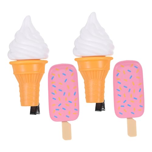 DECORNIJIA 4 Stück Teiliges Eiscreme haarclip Mädchen Bunte Haarspangen aus Langlebigem Material Komfortabel und Schadensfrei für Partys und Vielseitig Kombinierbar von DECORNIJIA