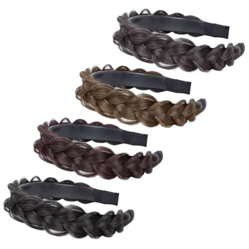 DECORNIJIA 4 Stück Teiliges Geflochtenes Haarband mit Perücke Leichtes Stirnband für Damen und Mädchen Modisch und Bequem Geeignet für Alltag Party Hochzeit und Festliche Anlässe Natürliche von DECORNIJIA