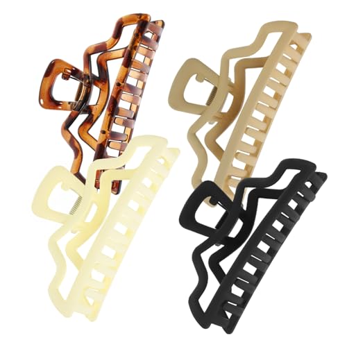 DECORNIJIA 4 Stück Teiliges Große Haarklammern Wellenförmige Haarklammern aus Robustem Resin für Dickes und Dünnes Haar Minimalistisches Design für Frauen Vielseitig Einsetzbar von DECORNIJIA