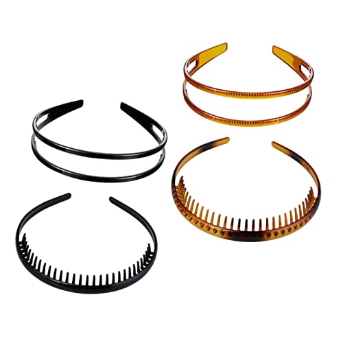 DECORNIJIA 4 Stück Teiliges Haarreifen mit Zähnen Elastische Biegsame Kunststoff Haarbänder für Damen und Mädchen Rutschfester Haarschmuck für Verschiedene Frisuren Bequemer Sitz Vielseitig von DECORNIJIA