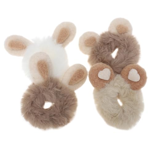 DECORNIJIA 4 Stück Teiliges Hasenohren Haargummi aus Weichem Dekorative Ponytail Holder für Damen und Mädchen Elastische Scrunchies für Alltag Partys und Festliche Anlässe von DECORNIJIA