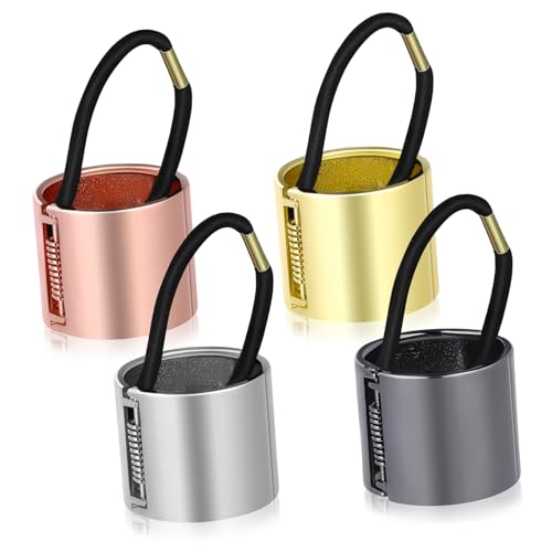 DECORNIJIA 4 Stück Teiliges Metall Ponytail Holder mit Federverschluss Langlebig und Modisch Geeignet für Frauen und Mädchen Gold Silber Roségold Schwarz Stilvolles Haarband für Alltag und von DECORNIJIA