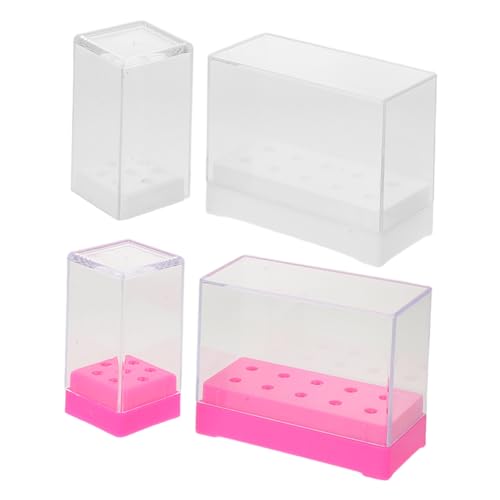 DECORNIJIA 4 Stück Teiliges Nagelbohrer Aufbewahrungsset mit Transparenten Nagelbohrer Halterungen für Maniküre Zubehör Praktischer Organizer mit Mehreren Fächern Leicht zu Reinigen von DECORNIJIA