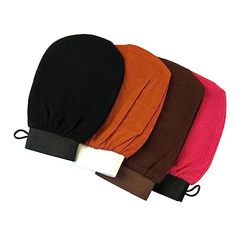 DECORNIJIA 4 Stück Teiliges Peelinghandschuhe für Körperpflege Duschhandschuhe zur Sanften Hautreinigung Exfolierende Badetücher Gemischten Farben für Weiche und Glatte Hautpflege von DECORNIJIA