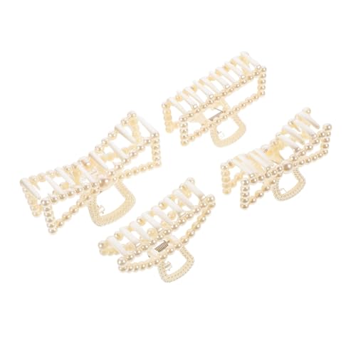 DECORNIJIA 4 Stück Teiliges Perlen haarklammer Acryl Langlebige Haarspangen mit Krallendesign Einfaches Styling für Damen Geeignet für Alltag Arbeit und Besondere Anlässe von DECORNIJIA