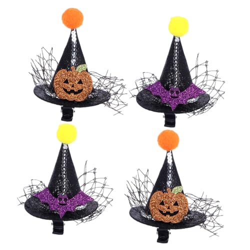 DECORNIJIA 4 Stück Teiliges Spitze Haarspangen Haarschmuck mit Hexenhut Design Leichte und Langlebige Haarklammern für Mädchen Modische Accessoires für Halloween und Cosplay Partys von DECORNIJIA