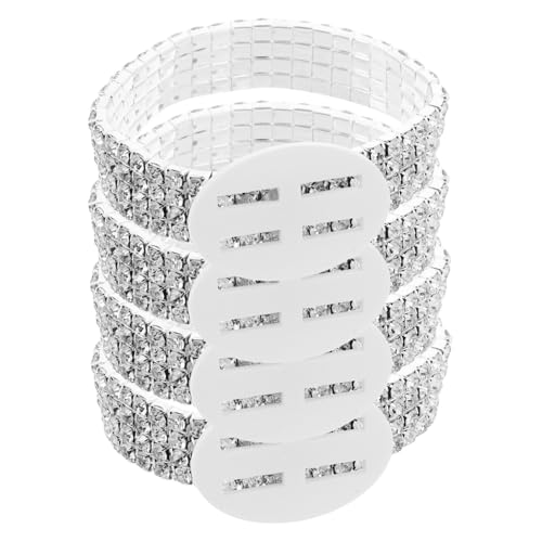DECORNIJIA 4 Stück Teiliges Strass Corsage Armband mit Elastischem Band DIY Blüten Schmuck für Hochzeit Abschlussball Jubiläum Brautparty Bequemer Sitz Vielseitig Einsetzbar Leicht Tragbar von DECORNIJIA