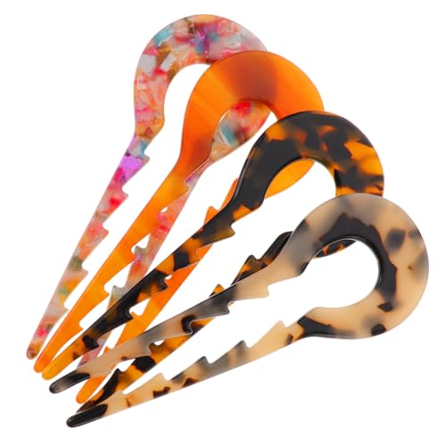DECORNIJIA 4 Stück Teiliges U förmiges Haargabel Hochwertigem Acetat Rutschfeste Haarpin für Lange Haare Eleganter Haarschmuck für Damen Fester Griff von Dutts und Hochsteckfrisuren von DECORNIJIA