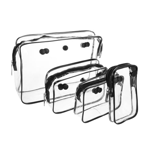 DECORNIJIA 4 Stück Transparente Reise Kosmetiktasche Teiliges mit Reißverschluss Leichte wasserdichte Kunststoff Organizer für Toilettenartikel Makeup Kleine Aufbewahrungstaschen für Strand von DECORNIJIA