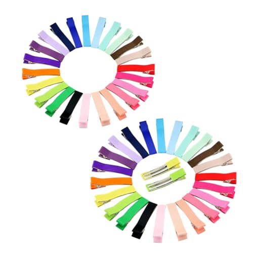 DECORNIJIA 40 Stück Bunte Haarspangen Halbgepolsterte Doppelte Metallklammern mit Ripsband Rutschfeste Haarschmuck Accessoires für Mädchen und Junge Mädchen Vielseitig Kombinierbar für von DECORNIJIA