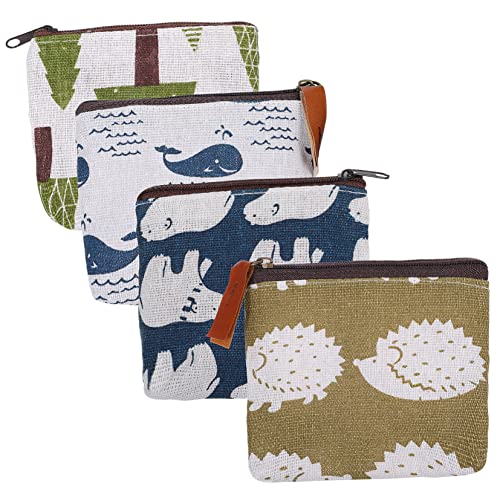 DECORNIJIA 4stücke Kleine Canvas-Taschen Mit Reißverschluss Make-up Aufbewahrungstaschen Für Münzen Tragbare Kosmetiktaschen Für Frauen Und Mädchen von DECORNIJIA