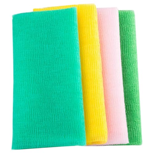 DECORNIJIA 4Stücke Peeling Badetücher aus Hautfreundlichem Nylon Vielseitige Duschwaschlappen zur Sanften Hautreinigung für Nacken und Schultern Gemischte Farben von DECORNIJIA