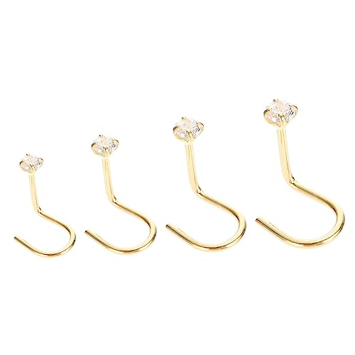 DECORNIJIA 4Stücke Silber Nasenring Teiliges Nasenpiercing Kit mit Zirkonia Körperpiercing Schmuck für Damen und Herren Besondere Anlässe Party von DECORNIJIA