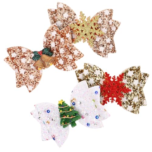 DECORNIJIA 4stücke Teiliges Weihnachts Glitzer Haarclip Süße Schleifen Haarklammern Für Junge Mädchen Festliche Haaraccessoires Für Partys Und Besondere Anlässe von DECORNIJIA