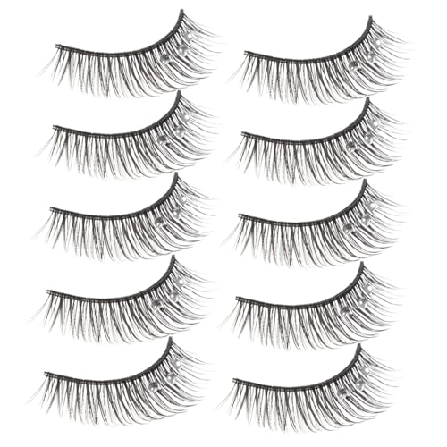DECORNIJIA 5 Paare Falsche Wimpern mit Strasssteinbesatz Natürliche Look Fiberwimpern Dicht und Lang für Mädchen Wiederverwendbare Leichte Künstliche Wimpern für Alltag und Bühne von DECORNIJIA